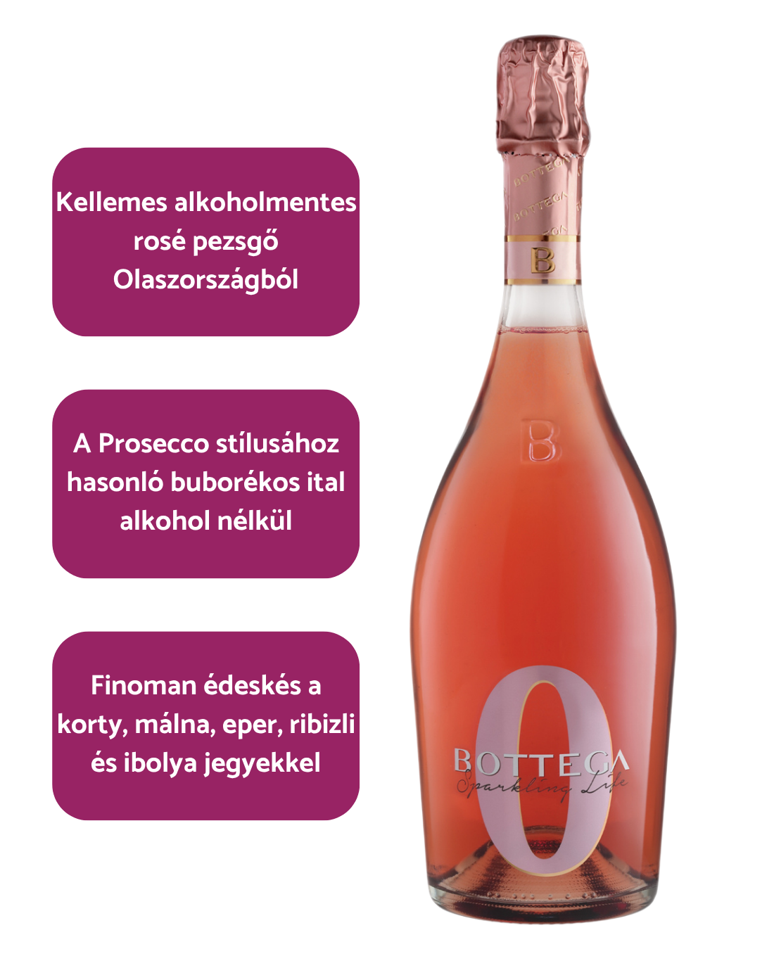 Bottega - 0 Zero Rosé Alkoholmentes Pezsgő